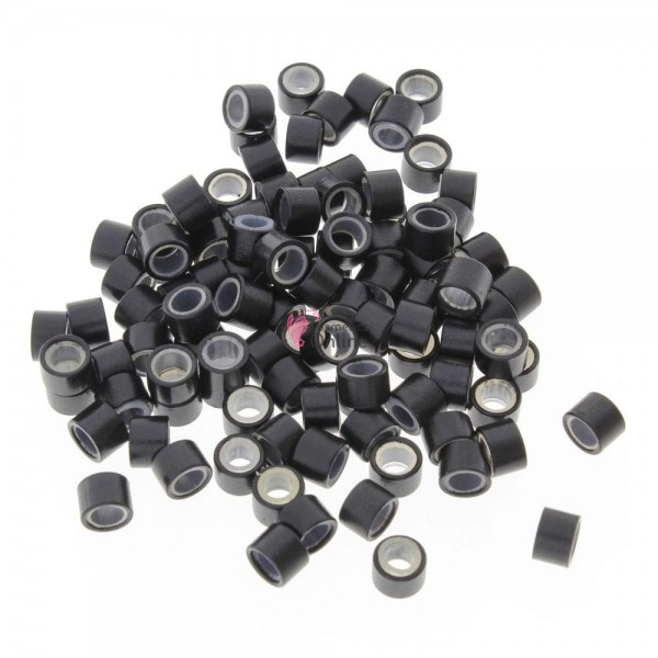Inele microring cu silicon pentru extensii de par 100 bucati de 4,5mm Cod 22886 Brunet